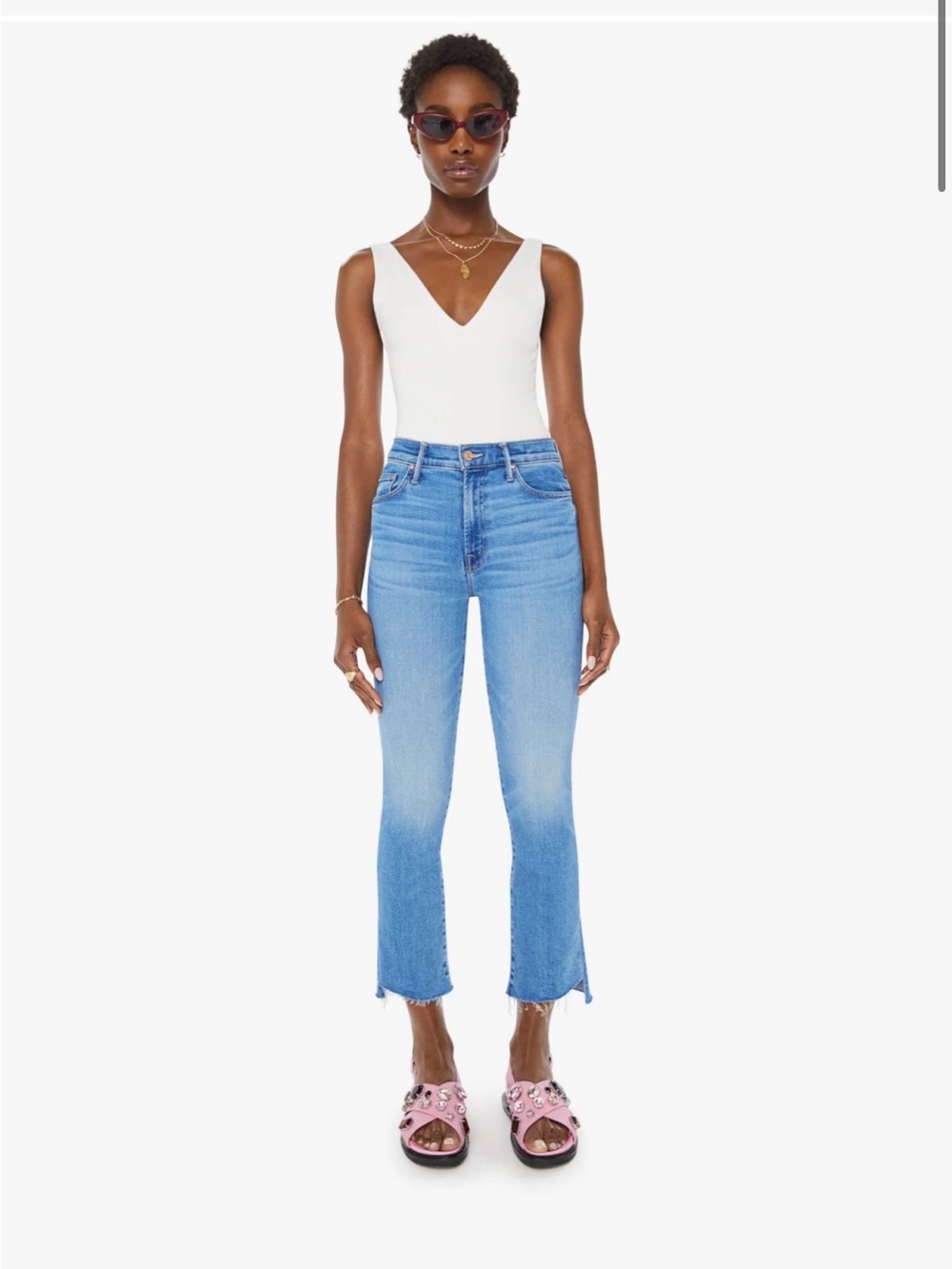 MOTHER insider crop step fray